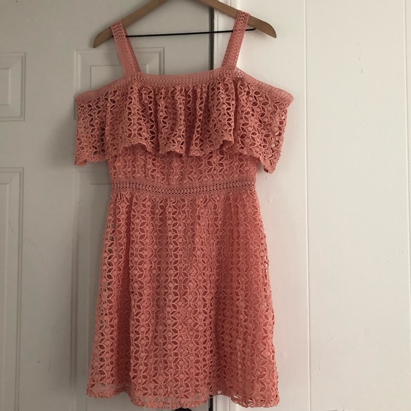 Pink BB Dakota Aitana Lace Off The Shoulder Dress - Picture 2 of 9